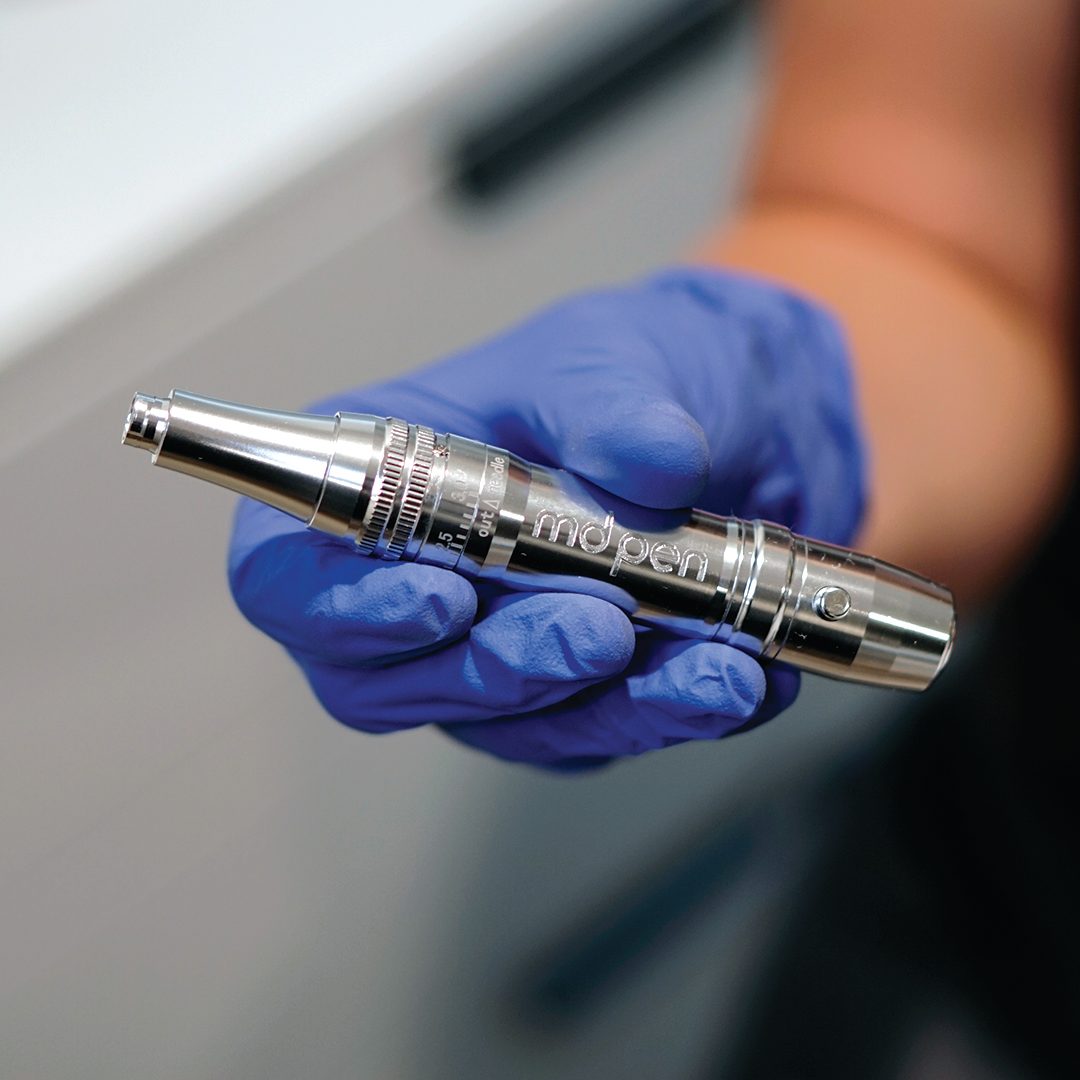Sterile microneedling pen and single-use needle cartridge
